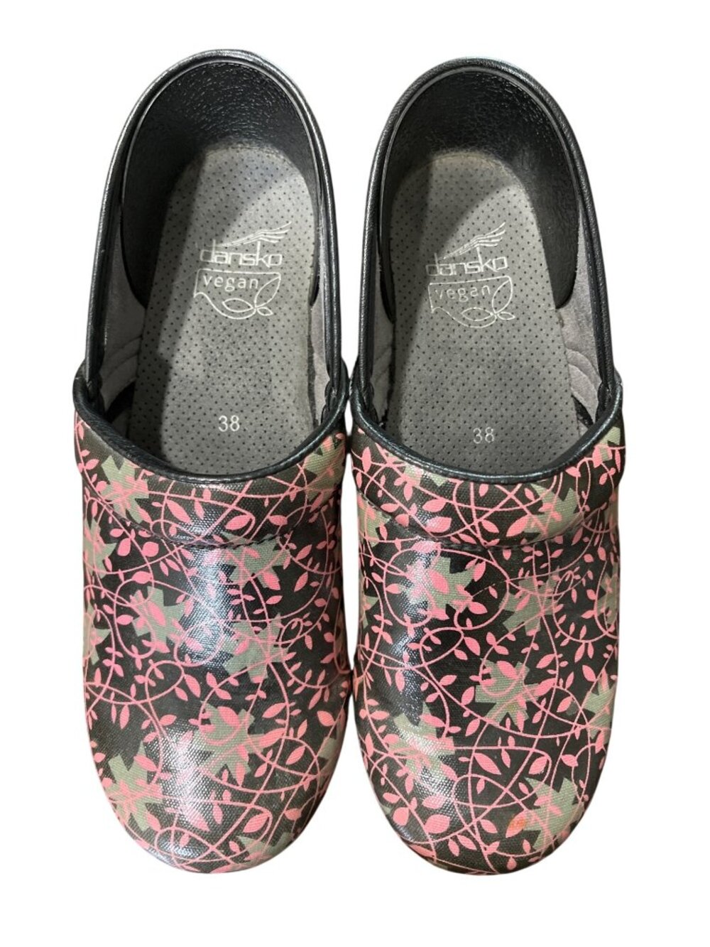 Dansko Womens EU 38 / US 7.5-8 Clogs Vegan Pink Floral Slip-On Nursing Comfort - Picture 7 of 10